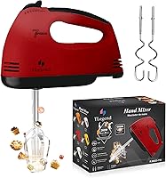 Tlegend 260W 7-Speed Electric Hand Mixer - Lightweight Red Handheld Kitchen Mixer for Baking & Whipping
