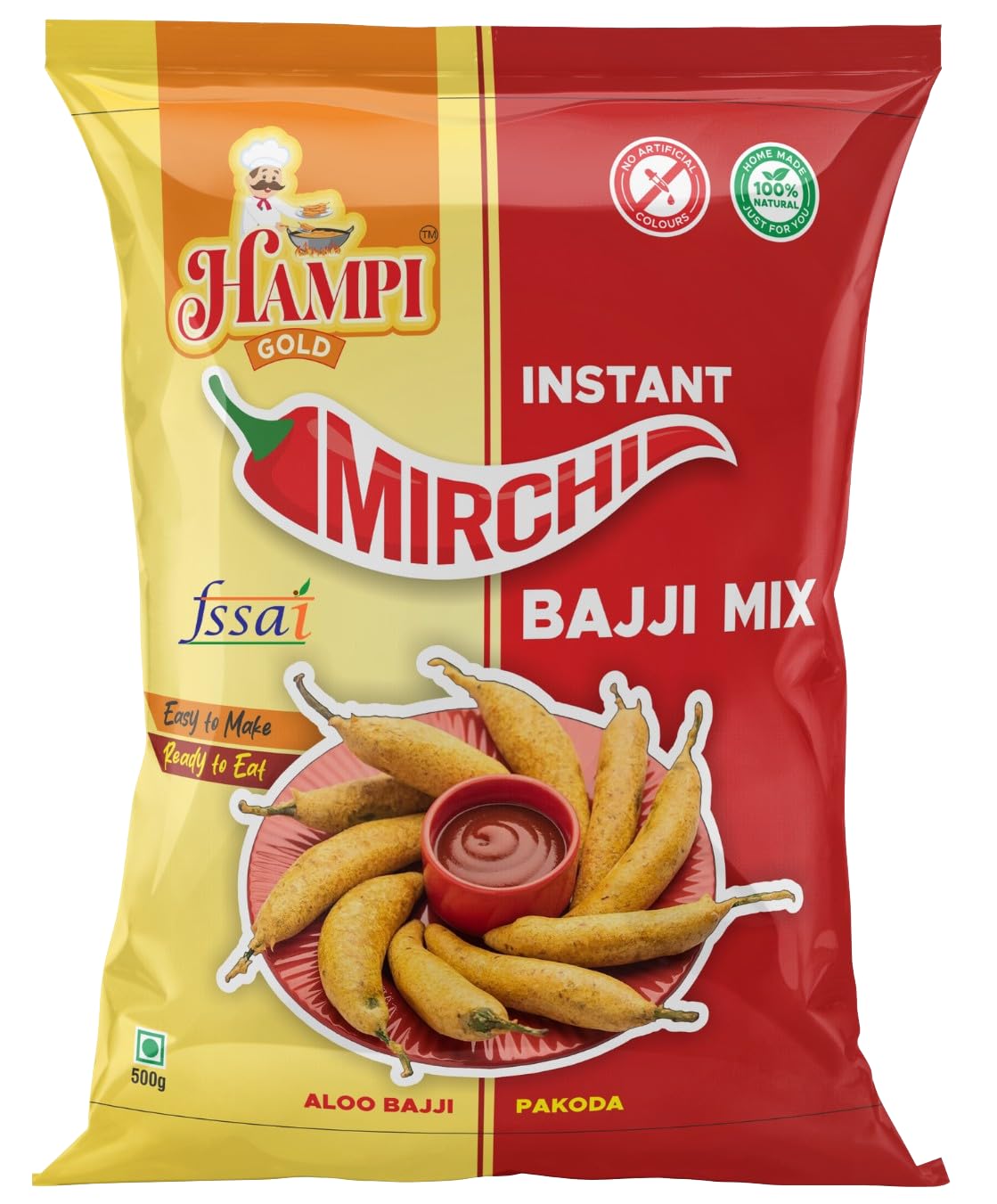 Hampi Gold Instant Bajji Bonda Mix Powder – for Mirchi Bajji, Pakoda & Bonda Just Add Water & Mix it 500 g