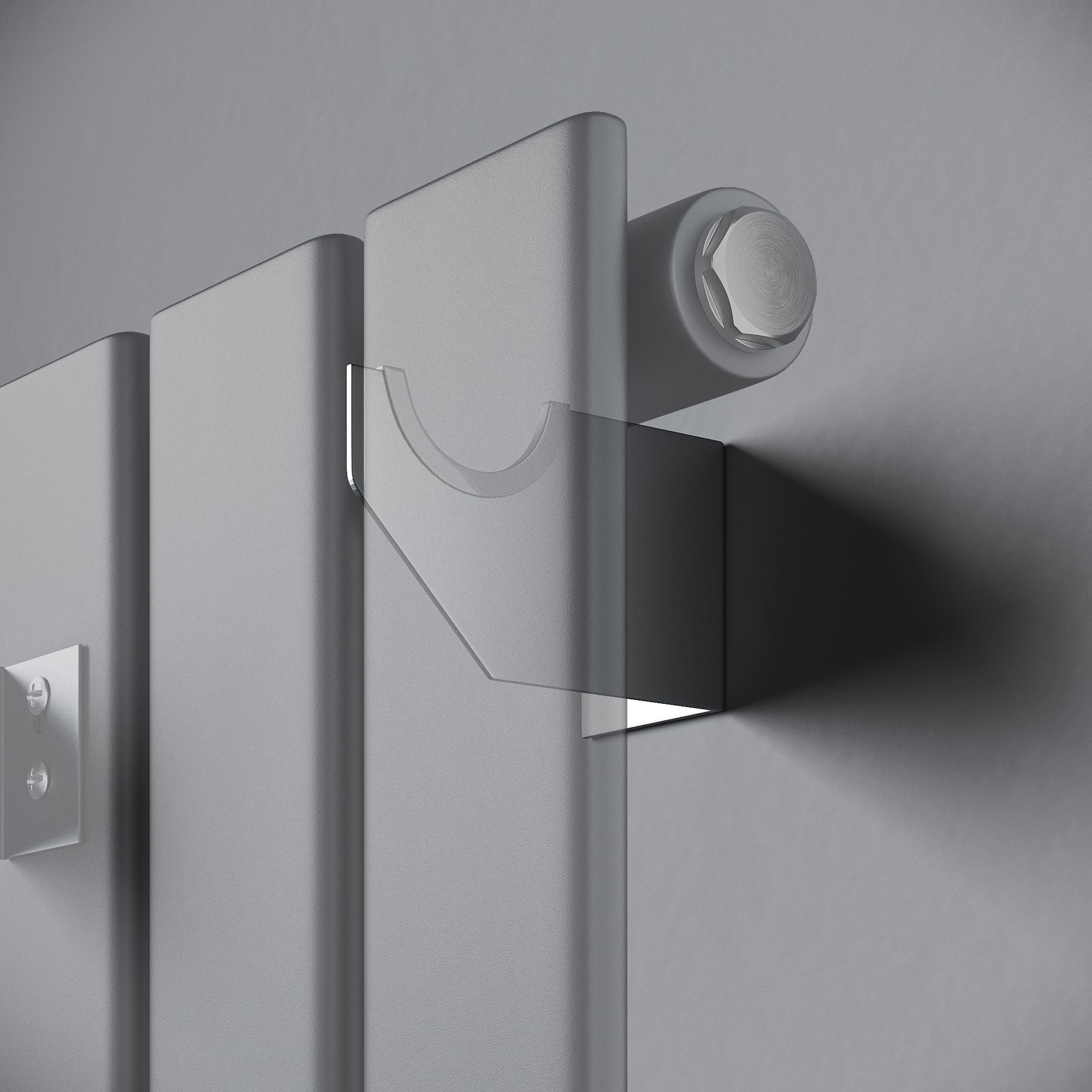 SONNI Riscaldatore di design 600 x 465 mm, Antracite, piatto a strato singolo per bagno - pannello verticale con connettore