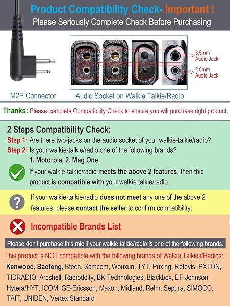 commountain Speaker Mic for Motorola Radios R2 CP100D CP200D CP200 CP185 CLS1410 CLS1110 BPR40D BPR40 RDU4100 RDU4160D R