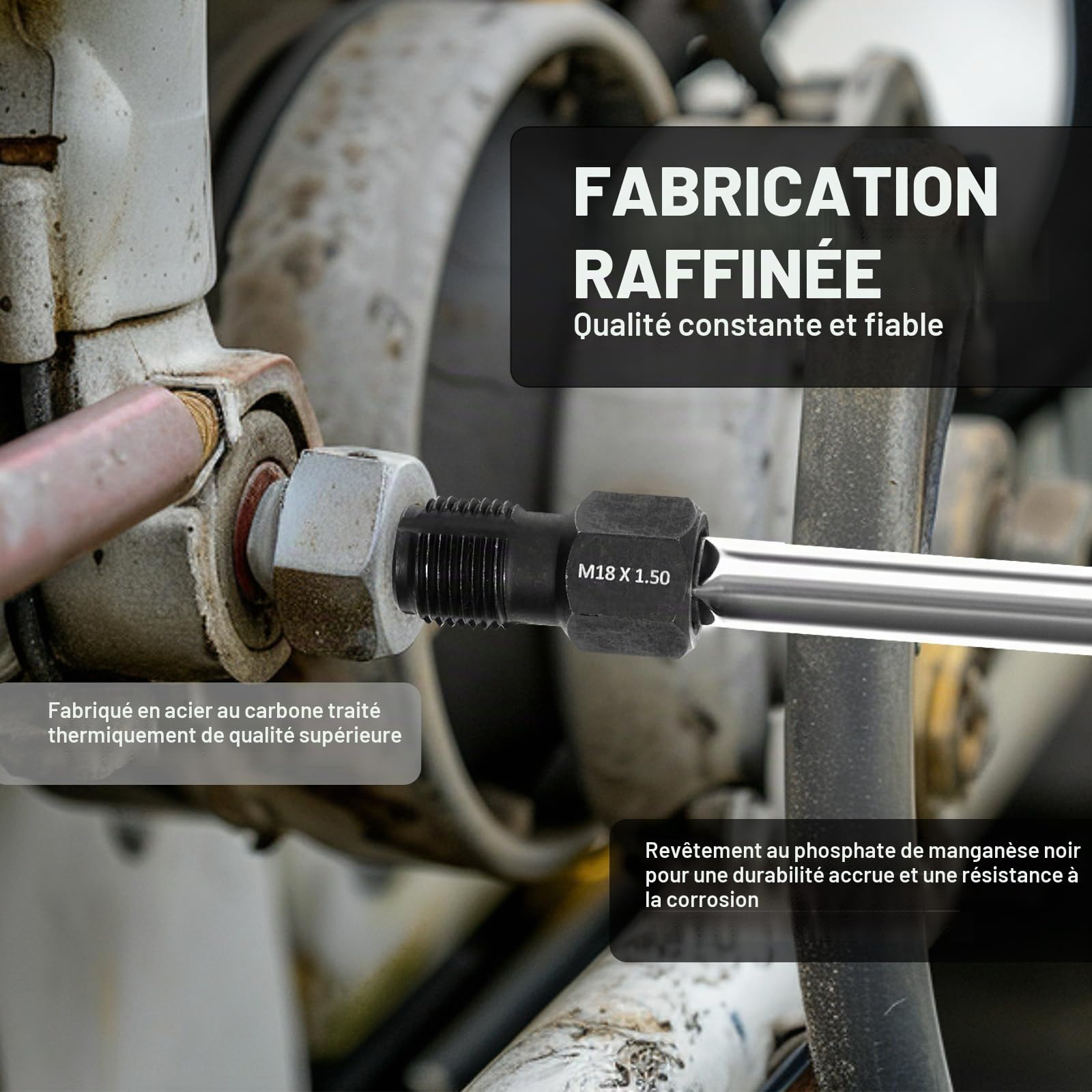 VEVOR Kit de Réparation de Filetage 7 Pièces, Outils à Restaurer Les Filetages Abîmes Métriques M10 M12 M14 M18 M20 M22, avec Étui, Acier au Carbone Traité Thermiquement, pour Réparation Automobile