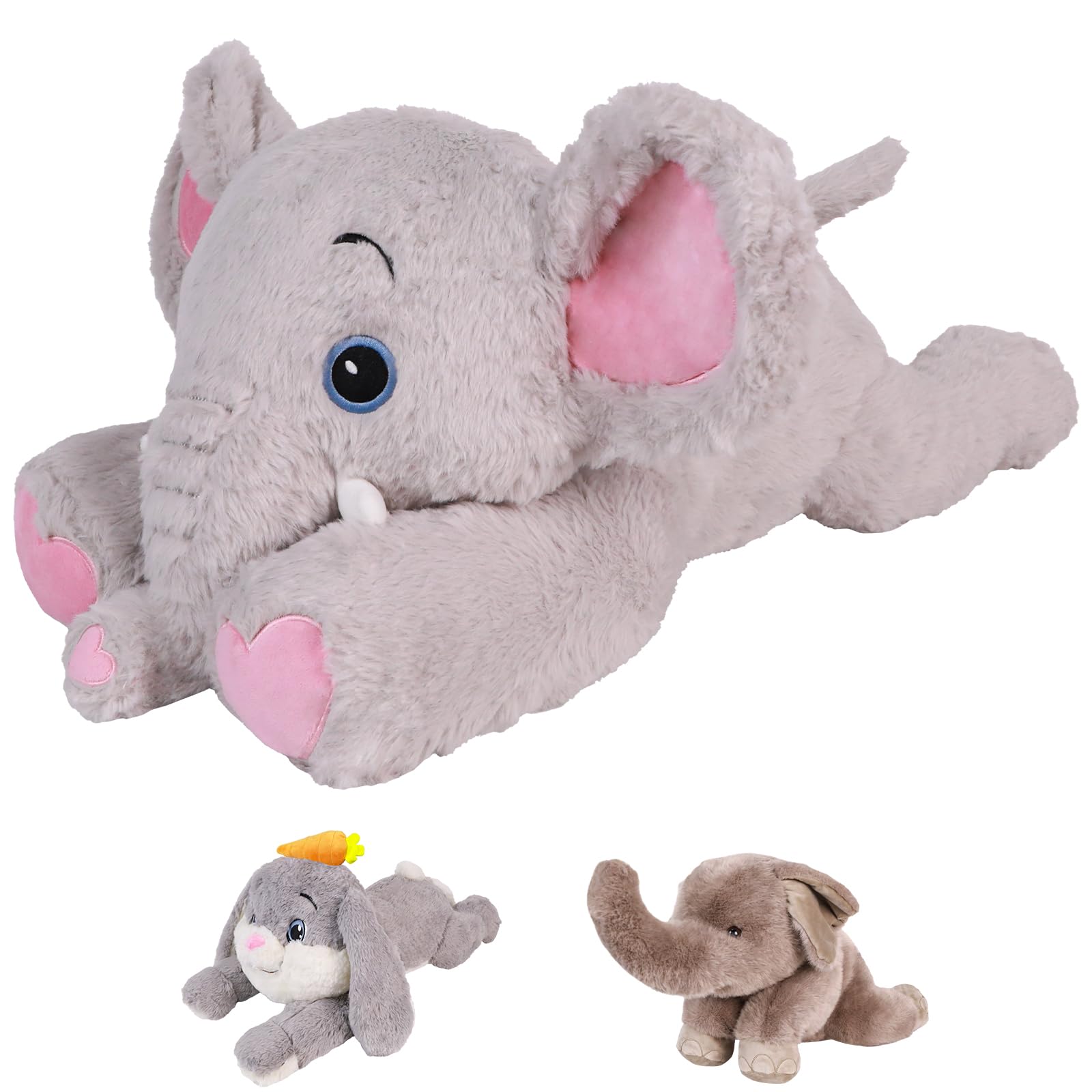 TickleTime Weighted Elephant Plush for Anxiety1.6KG Weighted Toys 60CM