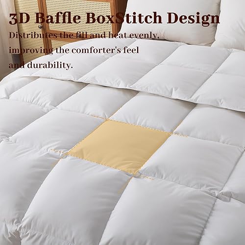 Miniatura 3 de warmcloud Lujoso edredón de plumas de ganso tamaño Queen, edredón premuim Don para todas las estaciones con funda de algodón agradable a la piel,