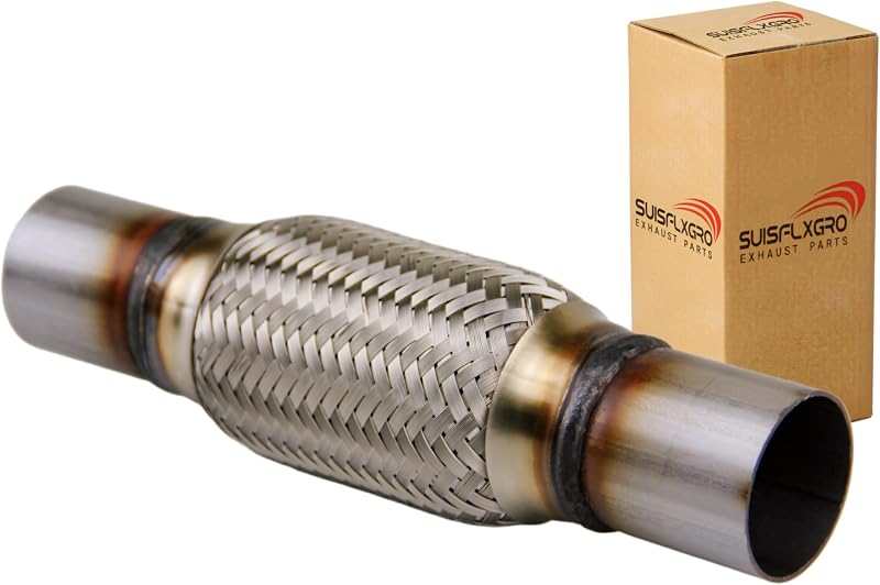 Tubo flexível do escapamento universal SUISFLXGRO em aço inoxidável – 1 unidade, 4,45 x 15,24 x 25,4 cm