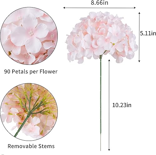 Miniatura 2 de DuHouse Hortensias artificiales de seda con tallos, hortensias falsas para bricolaje, centro de mesa de boda, decoración del hogar, paquete de 6