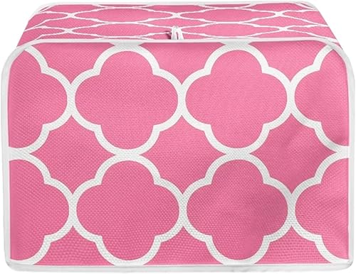 Suhoaziia Fundas para tostadoras de tablero de ajedrez rosa con ranura ancha de 4 rebanadas, cubierta de poliéster para tostadora y protección