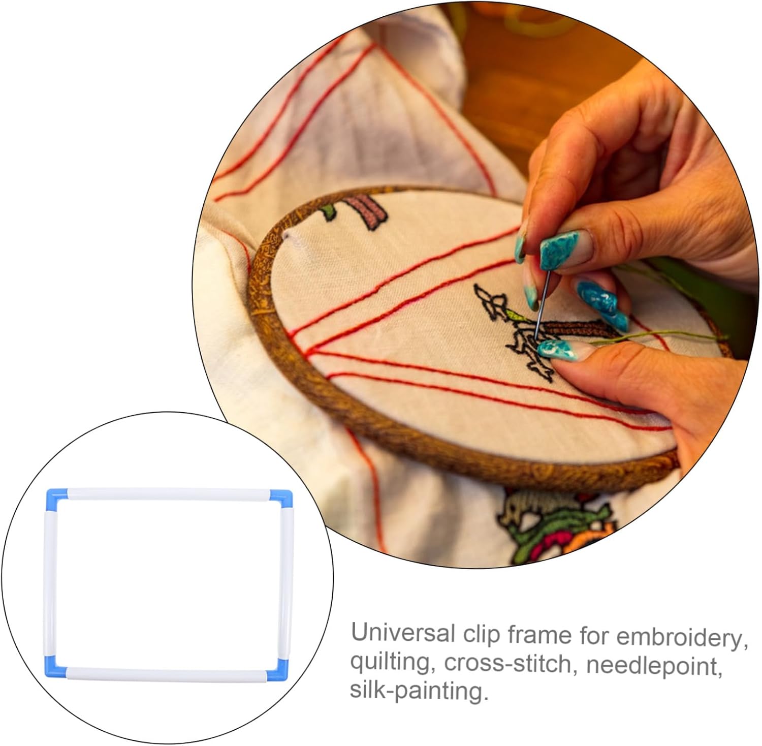 IWOWHERO Embroidery Stands Hand Work PVC Crossstitch Frame Clip Embroidery Frame for Random Color