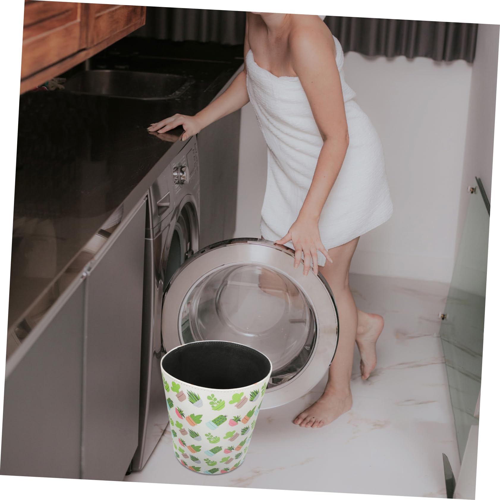 Cubo de Basura Hogar de 10L en Estilo Europeo Diseño Simple y Material PU, Lavable y Sanitario, Adecuado para Oficina y Espacios Interiores