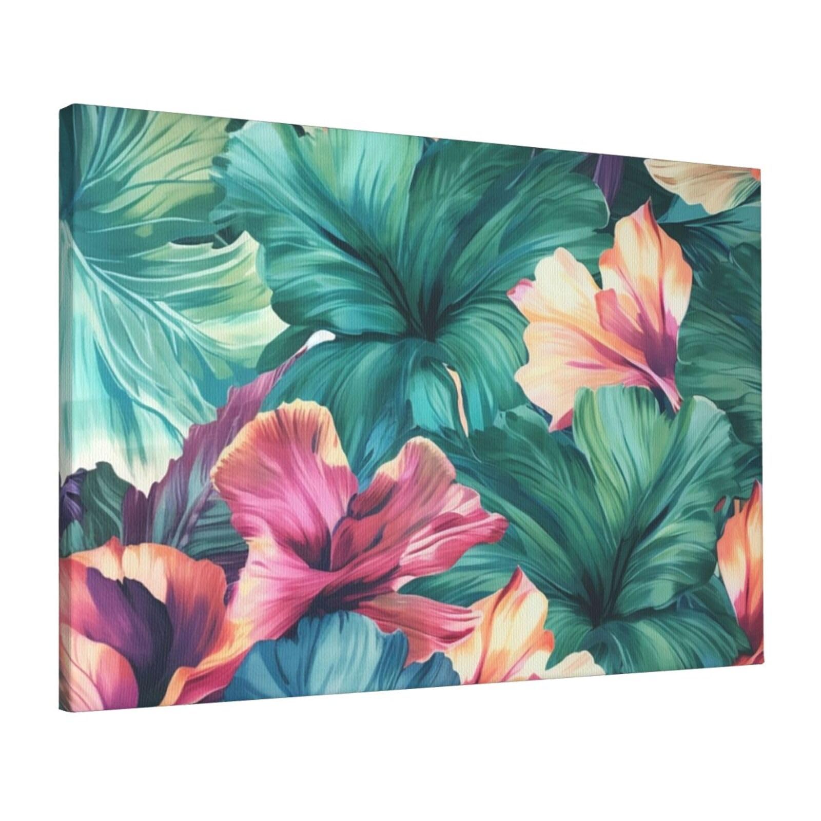 FodPand Canvas Wall Art for Living Room Wall Decor 16"x24" Modern Artwork Painting Pictures Hanging Canvas Prints Tropical floral Aesthetic Wall Art for Bedroom Bathroom Office Wallart Decor