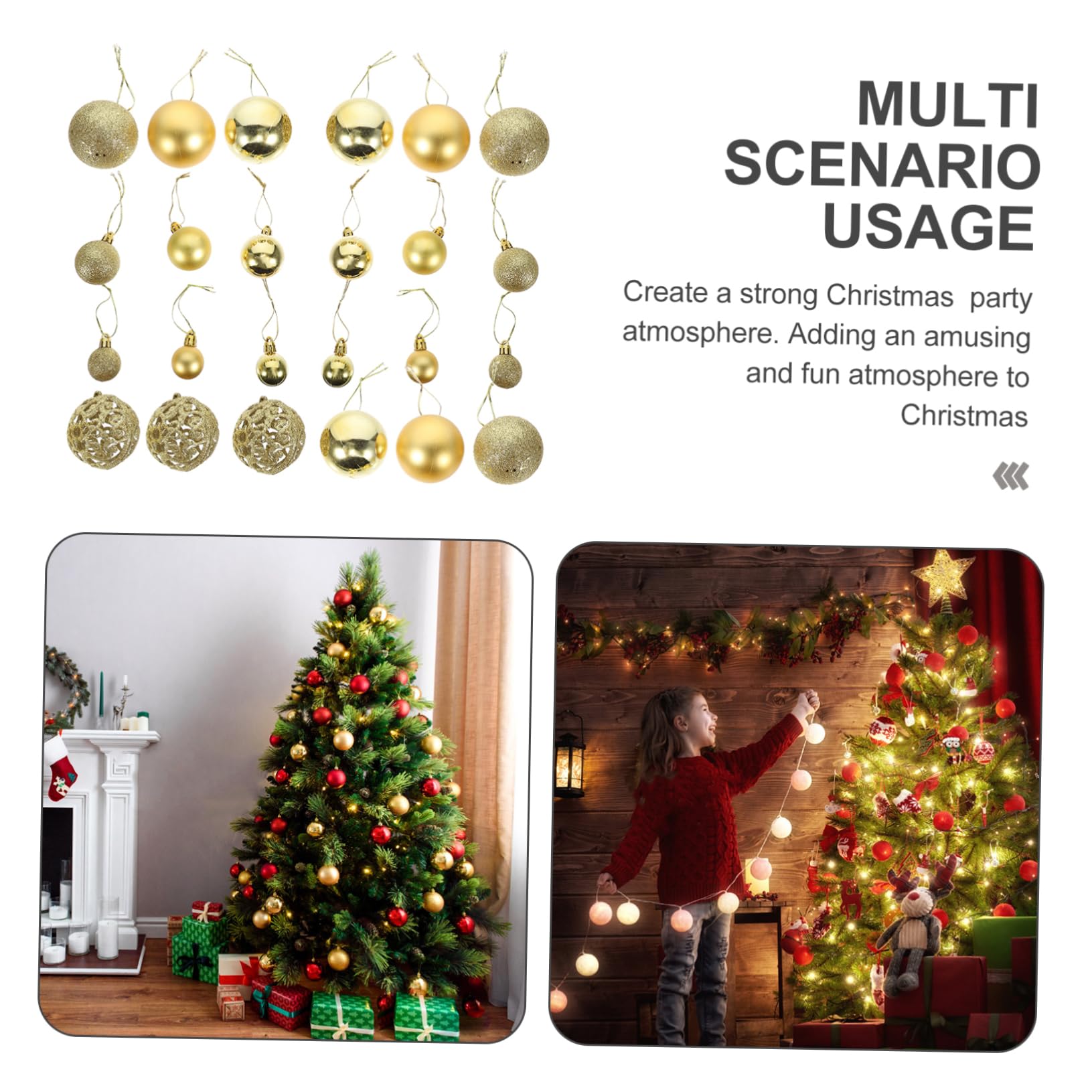 100pièces Boites Boules de Noel Suspendre Sapin Decoration Noel Pendentif Accessoires de Scene