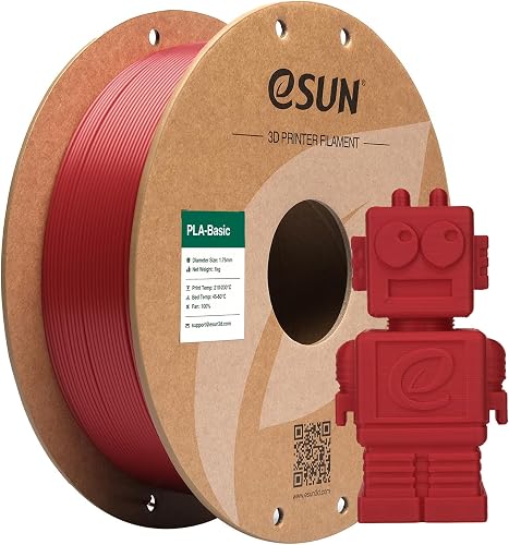 eSUN PLA Basic Filament 1.75mm 1KG, Speedy PLA Filament, Fire Engine Red