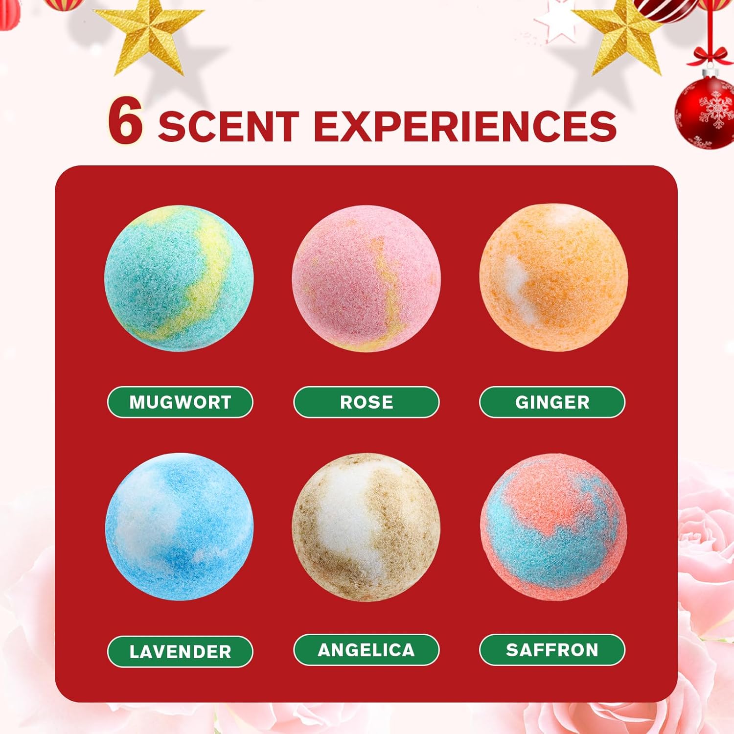 Christmas Bath Bomb Gift Set, 12 Pieces Holiday Bath Balls, Moisturizing Spa Soak with Sea Salt, Shea Butter, Essential Oils. (2pcs)