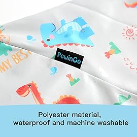 PewinGo Weaning Bib & BLW Attaches and Fully Cover to Baby Highchair, Long Sleeves Bib with Waterproof, Comfortable,Machine Washable, Suitable for Baby Infant -Light Gray