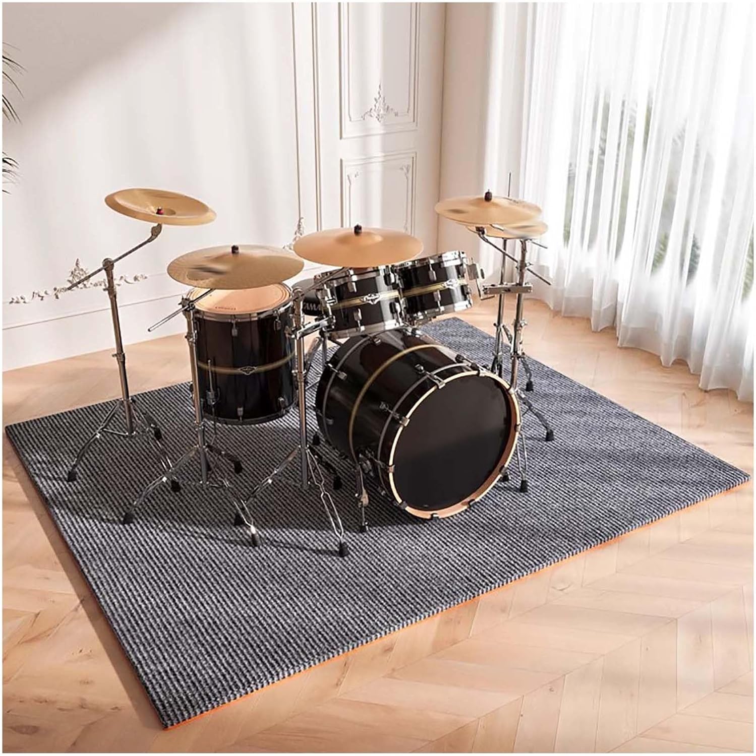 Drum Set Mat Soundproof Carpet, Shock-Absorbing Sound-Absorbing Floor Mat, Piano Carpet, Household Thickened Shock-Absorbing Pad(Grey,160x120cm/63x47.2in)