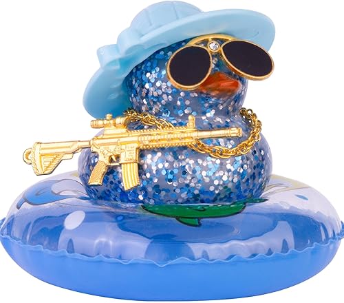 CoFuBcad Decoración de tablero de pato de goma para automóvil, adornos coloridos para automóvil con accesorios especiales, mini anillo de natación,