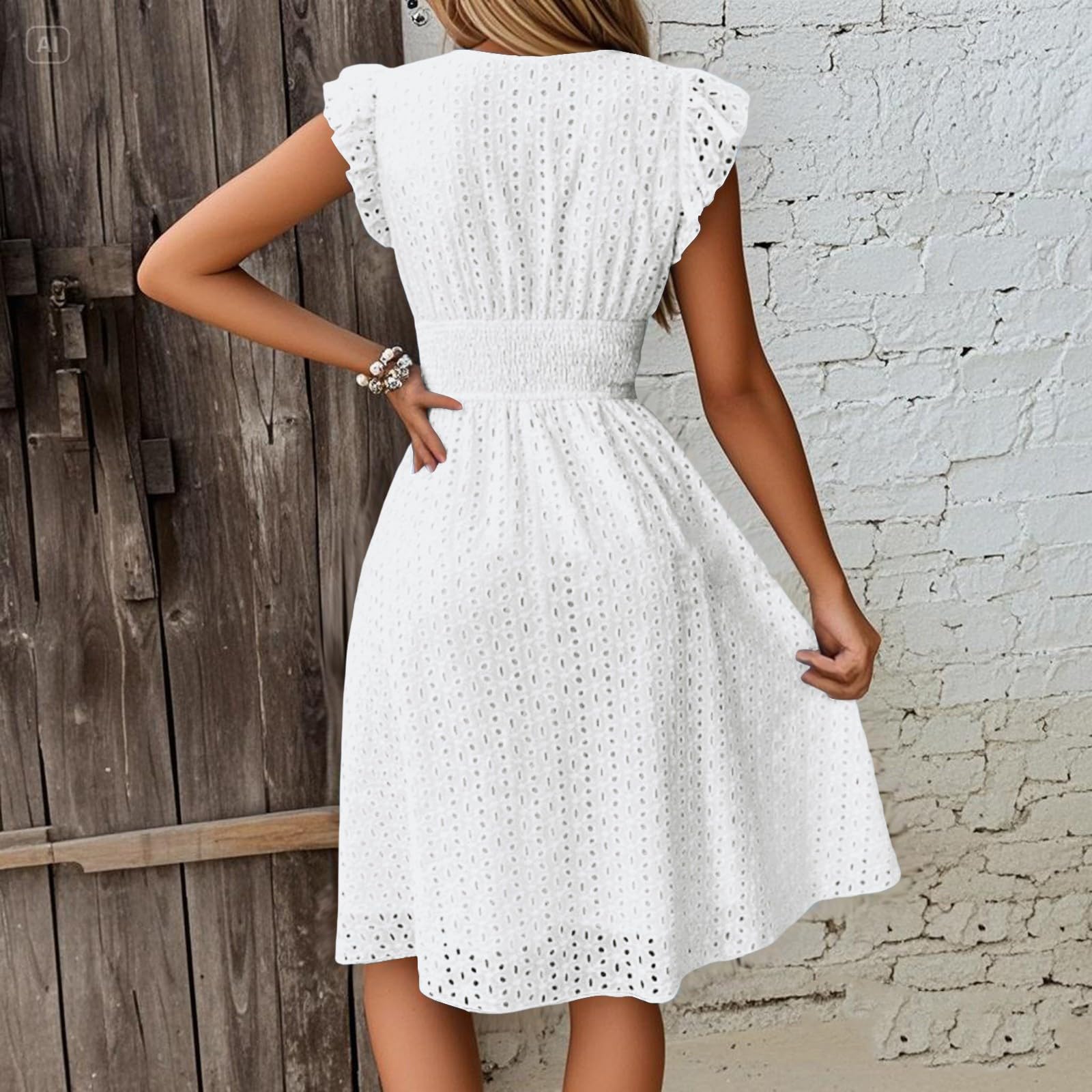 Générique Robe Longue Boheme Mariage D'été Robe Plage Courte sans Manches Vetement Femme Ete Fluide Coton col en V Summer Dress