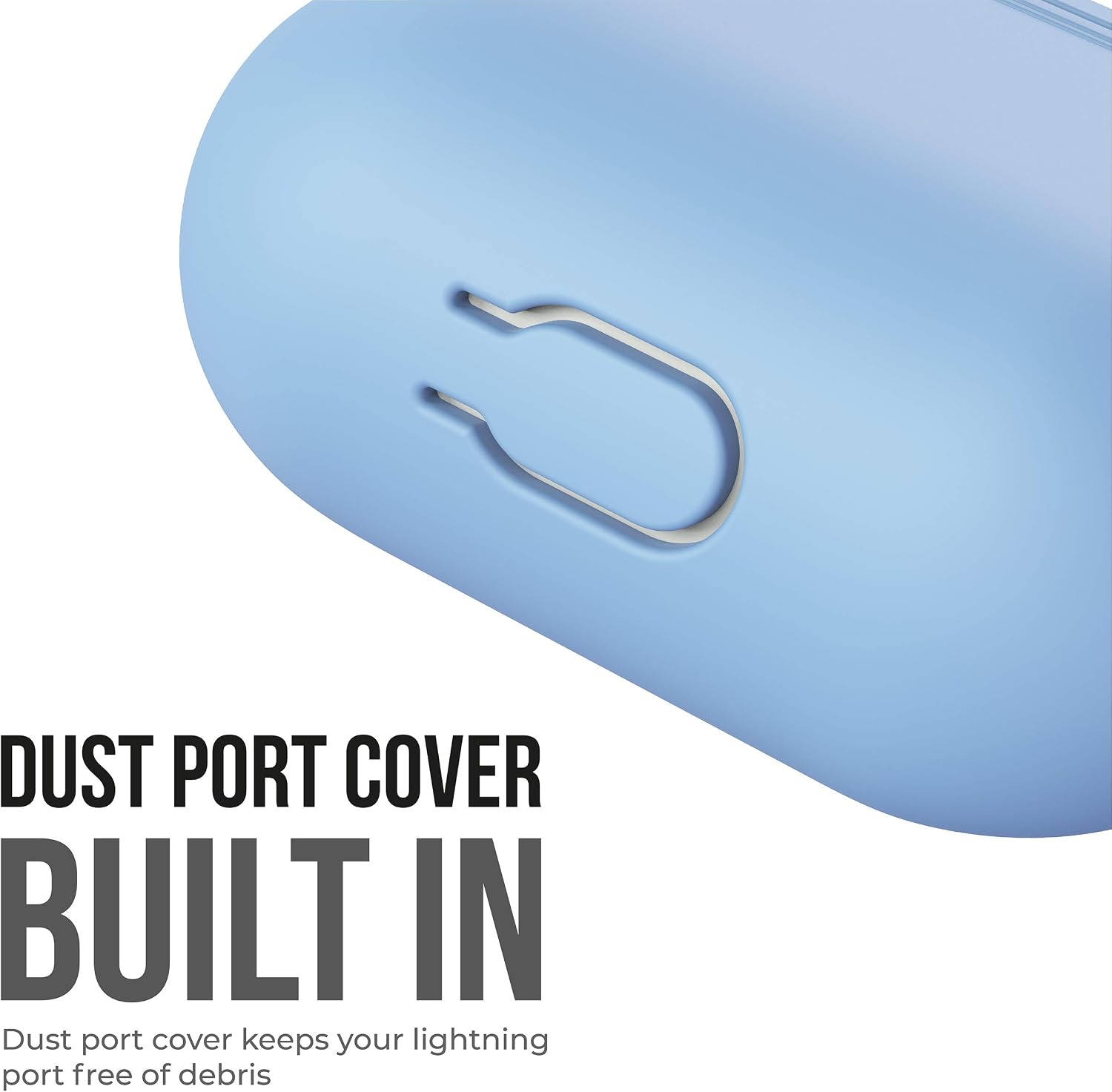 KeyBudz Elevate Series AirPods Case [Front LED Visible] Keychain Protective Silicone Cover Compatible with AirPods Case 1 & 2 (with Carabiner, Baby Blue)