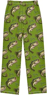 Bass Fish Fishing Pattern Lounge Pajama Pants Soft PJ Bottoms for Sleepwear Ages 6-14 Years
