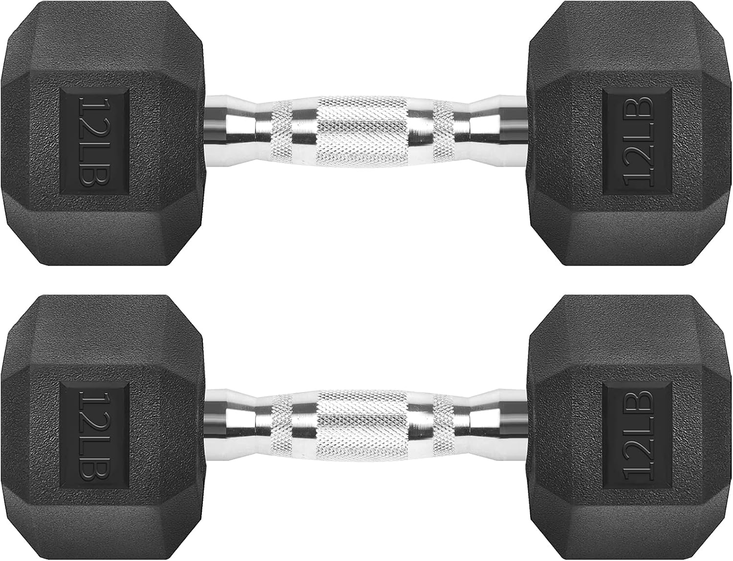 Hex Dumbbells Rubber Coated Cast Iron Hex Black Dumbbell Free Weights for Exercises