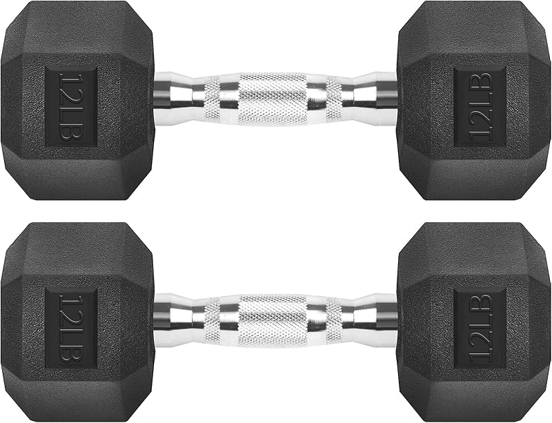 Hex Dumbbells Rubber Coated Cast Iron Dumbbell Set for Exercises | 2.5-40 lb Dumbbells Pair for Home Gym Strength Training, Ultra-low odor rubber, Crack and Chip Resistant, Ergonomic Knurled