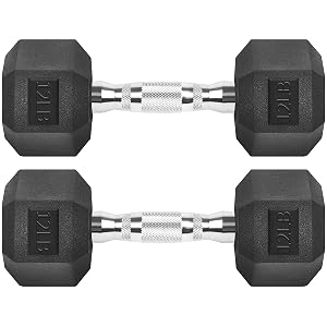 Hex Dumbbells Rubber Coated Cast Iron Hex Black Dumbbell Free Weights for Exercises