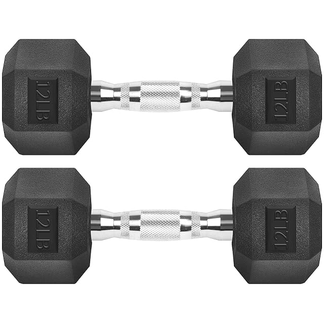 Hex Dumbbells Rubber Coated Cast Iron Hex Black Dumbbell Free Weights for Exercises