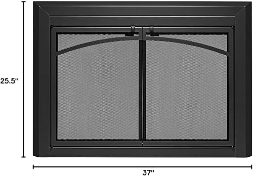 Miniatura 11 de UniFlame - Gerri - Puertas de chimenea estilo gabinete con vidrio templado ahumado (color negro, tamaño mediano - se adapta a aperturas de 30 a 37