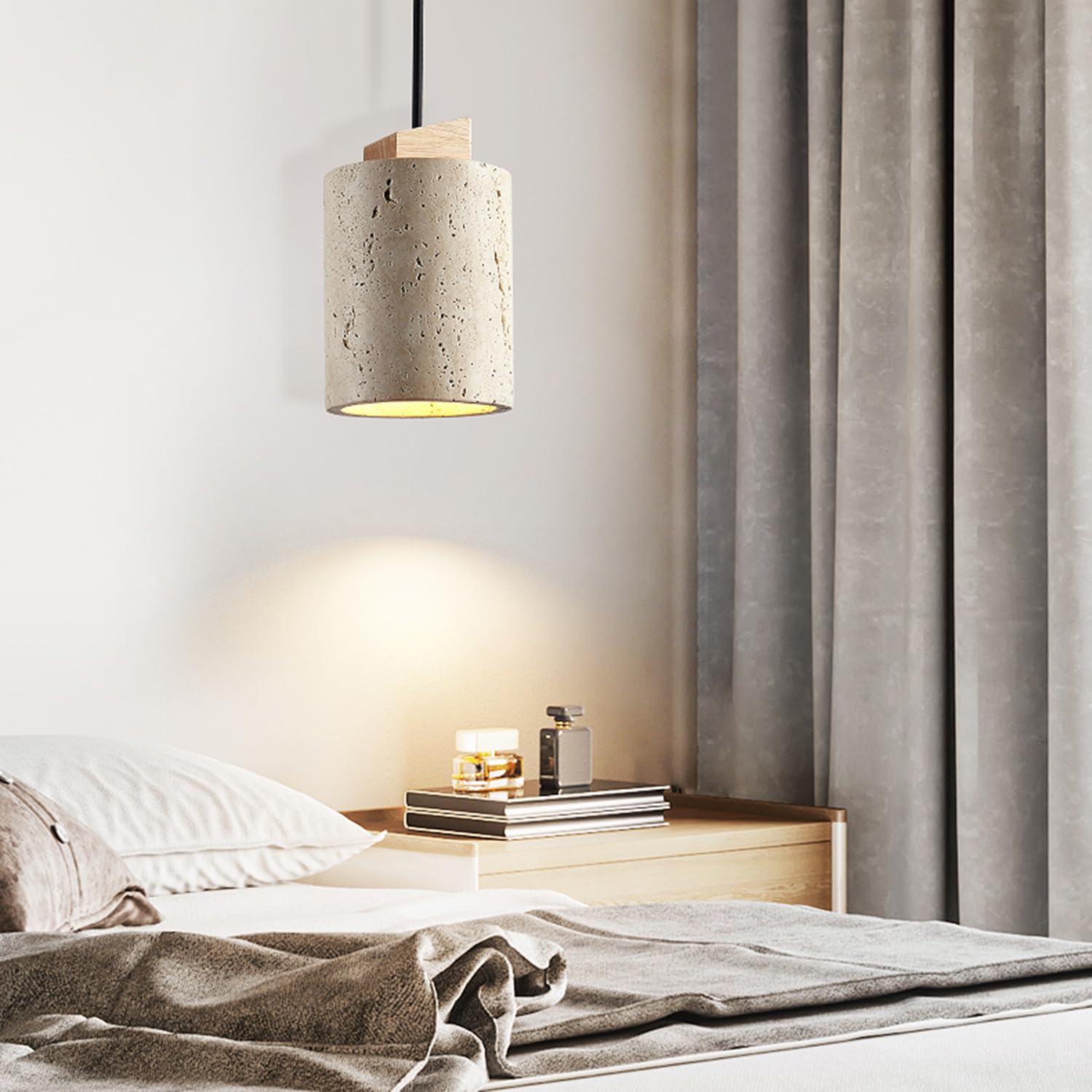 Lampadario decorativo in legno con lampada a sospensione