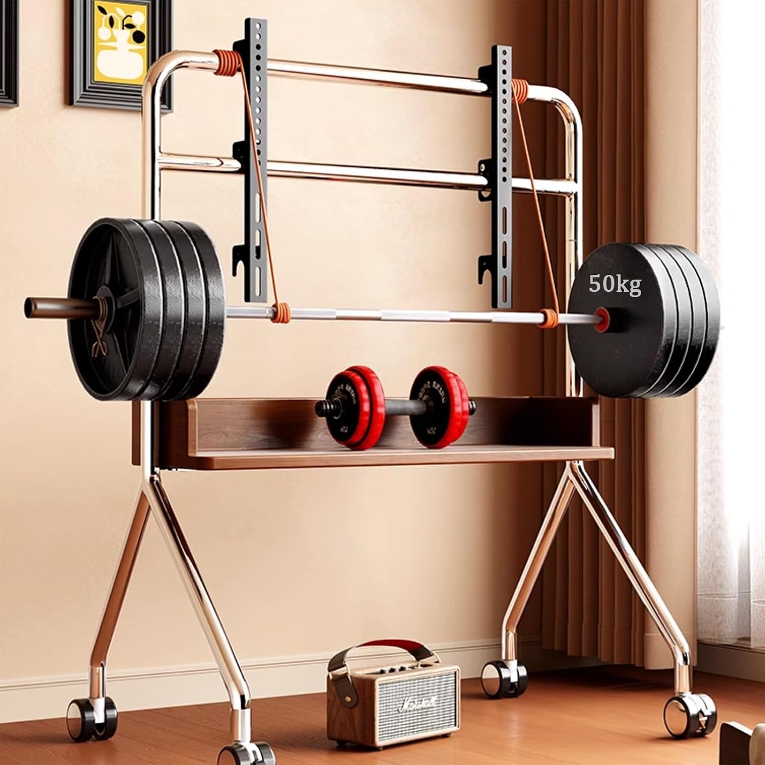 Mobile TV Stand for 40-75Inch TVs, Mobile TV Cart with Wheels, Rolling Floor TV Stand with Storage Shelf, TV Height Adjustable TV Stand Mount, Up to 50kg