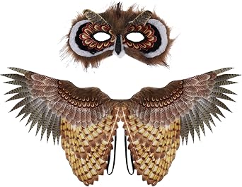 Owl Wings Mask Costume Set Bird Wing Eagle Hawk Halloween Party Props