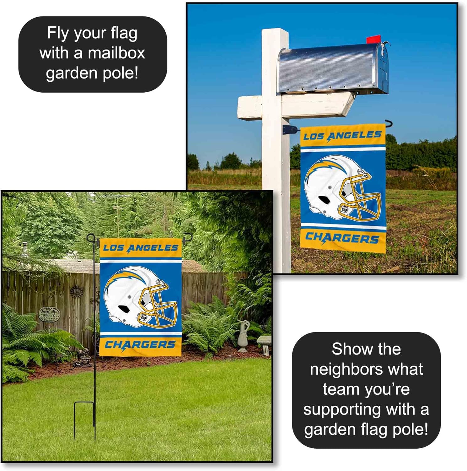 Los Angeles Chargers Helmet Double Sided Garden Banner Flag - Image 4