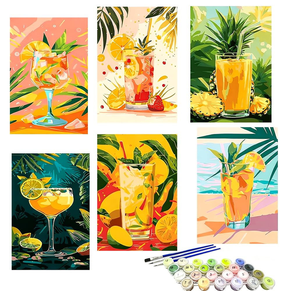 6 Pack Paint by Numbers for Adults, Paint by Number Kits Arts and Crafts for Adults Beginner, Easy DIY Oil Retro Adult Paint by Numbers for Beginners, for Home Wall Decor, Stress Relief Fidget Toys