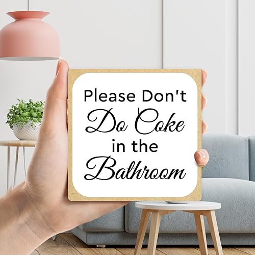 Miniatura 3 de Letrero con soporte de hierro, con texto en inglés Please Dont Do Coke in the Bath (A029)