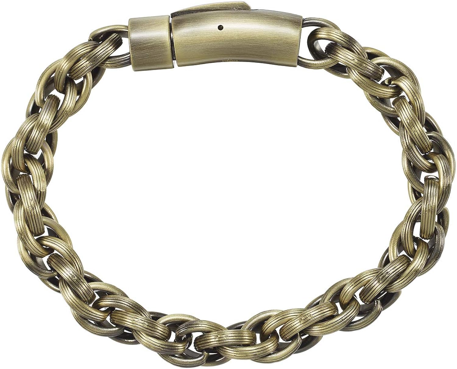 namana Stainless Steel Chain Bracelet for Men. Interwoven Links Bracelet in Vintage Bronze Colour Available in 2 Sizes. Men’s Jewellery with Gift Box (21.5) - Image 3