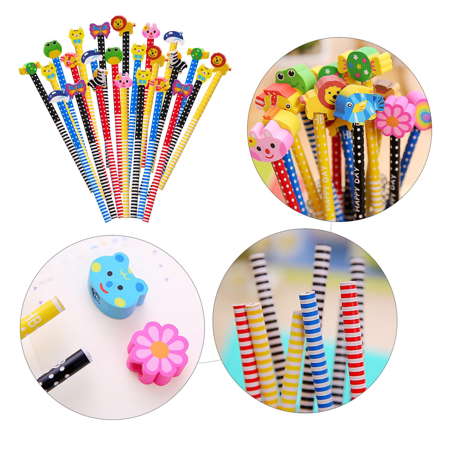 Cobee Lot De 6 Gommes à Rouleau De Dessin Animé Pour Enfants, Mignonnes Gommes En Forme D'animal