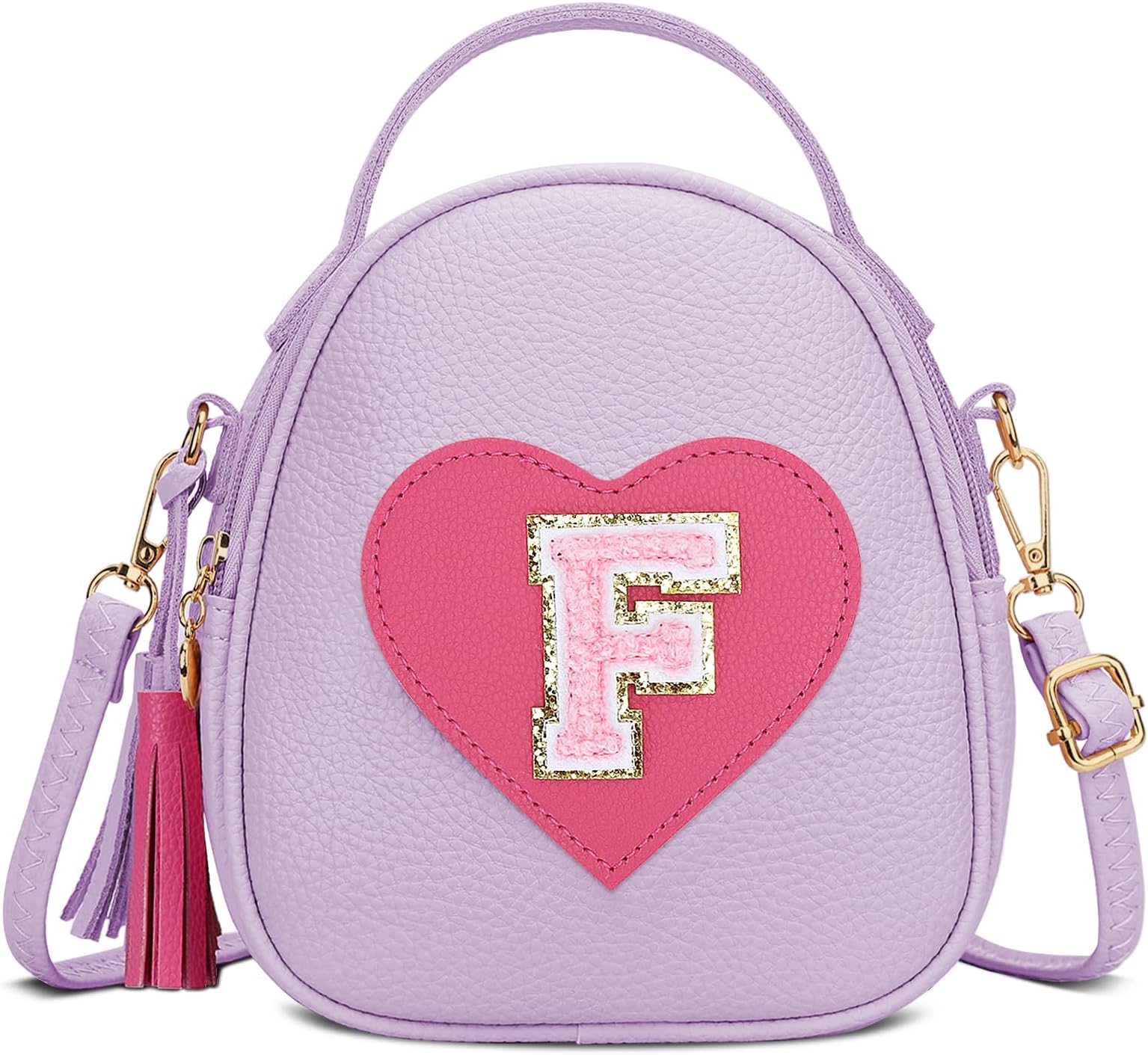 KKXIU Purse Gifts for Girls Cute Little Girl Crossbody Bag Heart Kids Small Backpack with Tassel (Purple-F)