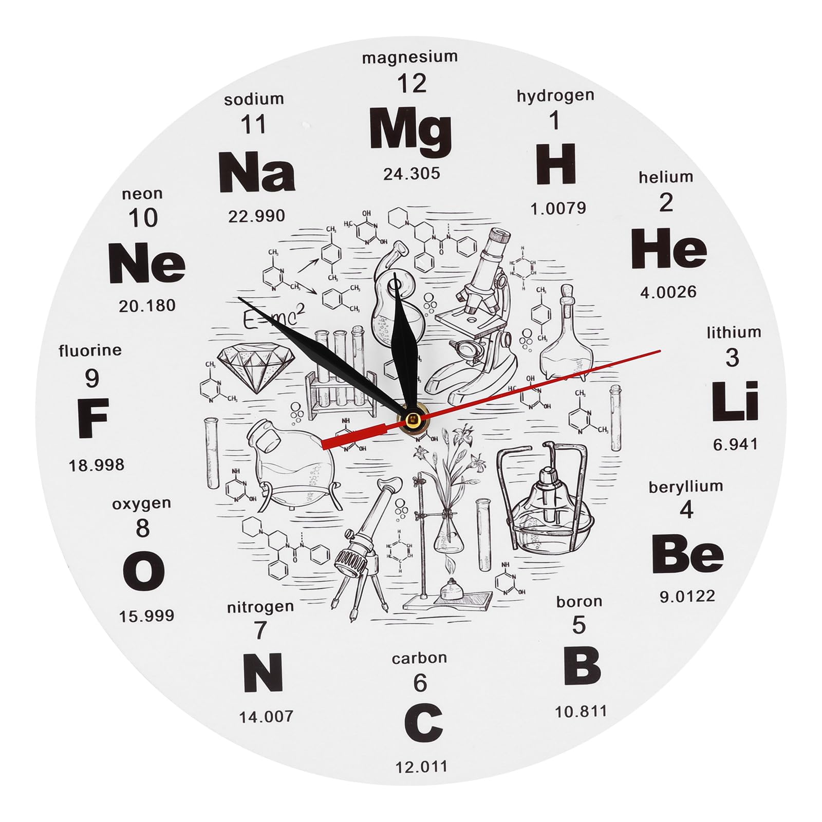 ZONJIE Modern Wall Clock, with Periodic Table of Chemistry Science ...