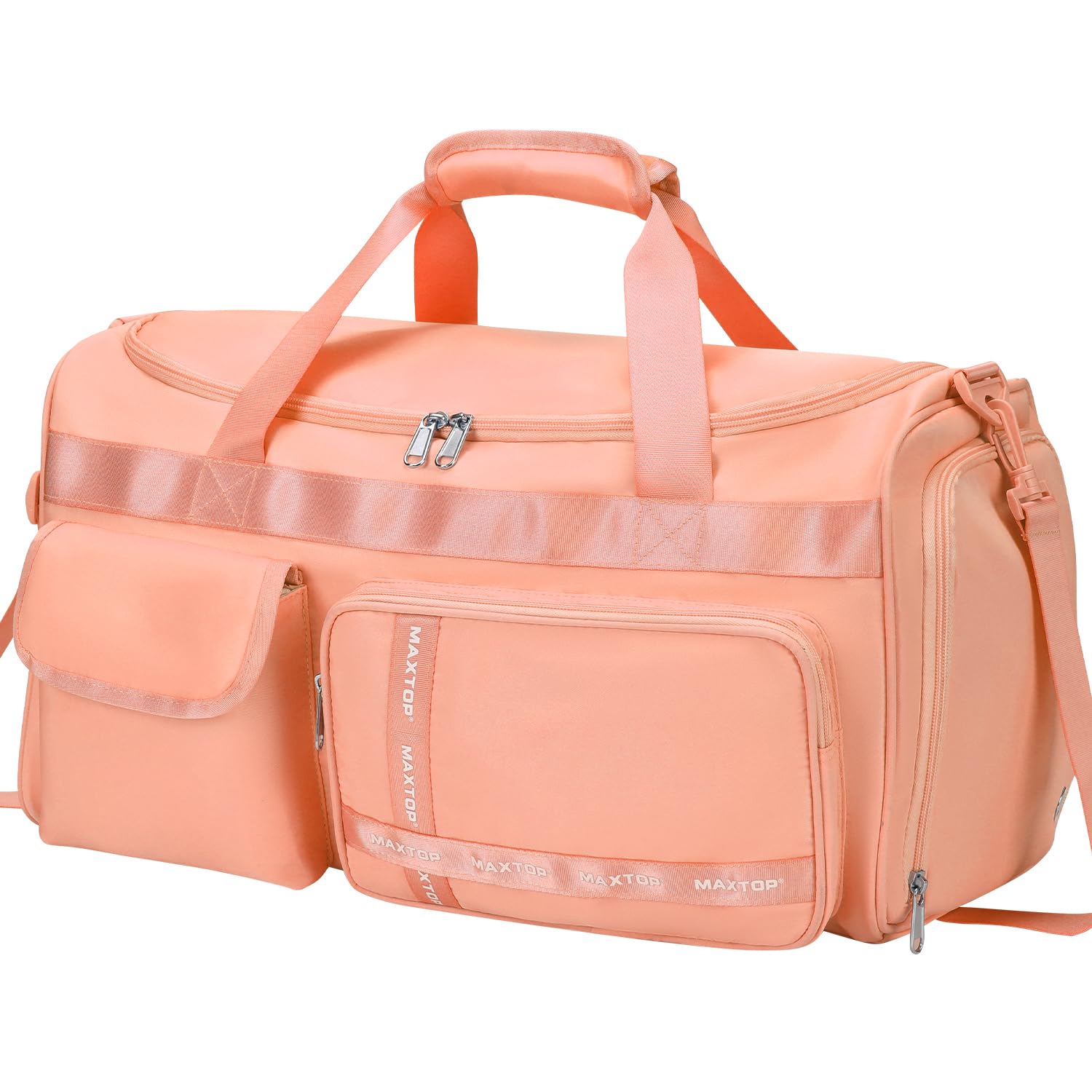 MAXTOP Travel Duffle Bag for Women Carry On Tote Weekender Overnight Bag Large Capacity Duffel Bag With Shoe Compartment,Gym Tote Bag with Dry and Wet Separation Orange