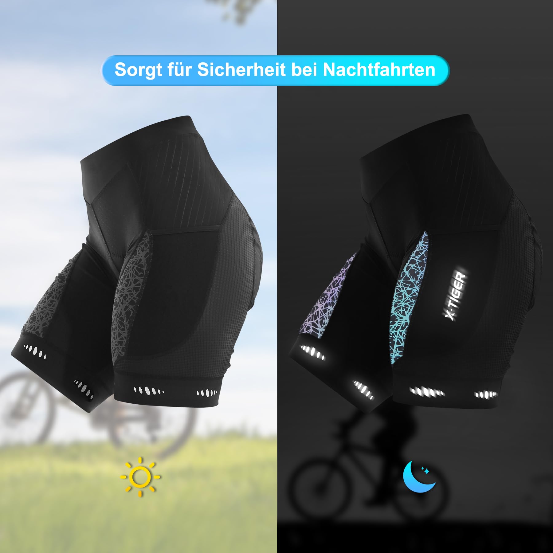X-TIGER Pantalones Cortos de Ciclismo para Mujer Culotte Ciclismo Mujer Acolchado, Bicicleta Mujer con Bolsillos UPF 50+ Transpirable Secado Rápido