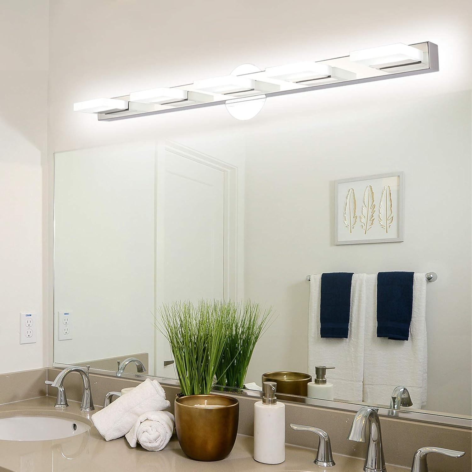 Hot Deals Aipsun Bathroom Vanity Light Modern Light Fixtures LED Acrylic Vanity Lighting Fixture for Bathroom 5 Lights White Light 6000K Limited Discount Aipsun Bathroom Vanity Light Modern Light Fixtures LED Acrylic Vanity Lighting Fixture for Bathroom 5 Lights White Light 6000K