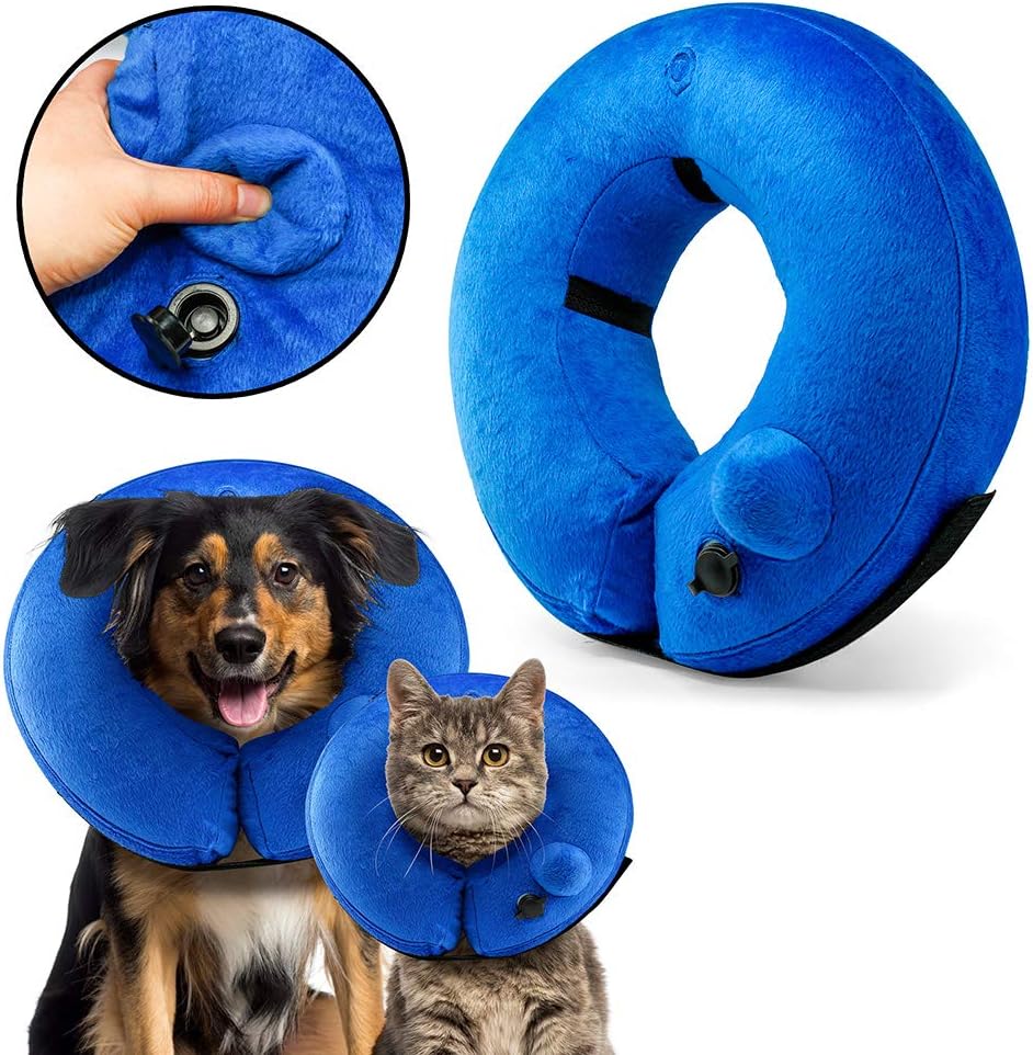 Oct17 protective self inflatable collar soft cone after surgery recovery for pets dogs cats Clearance