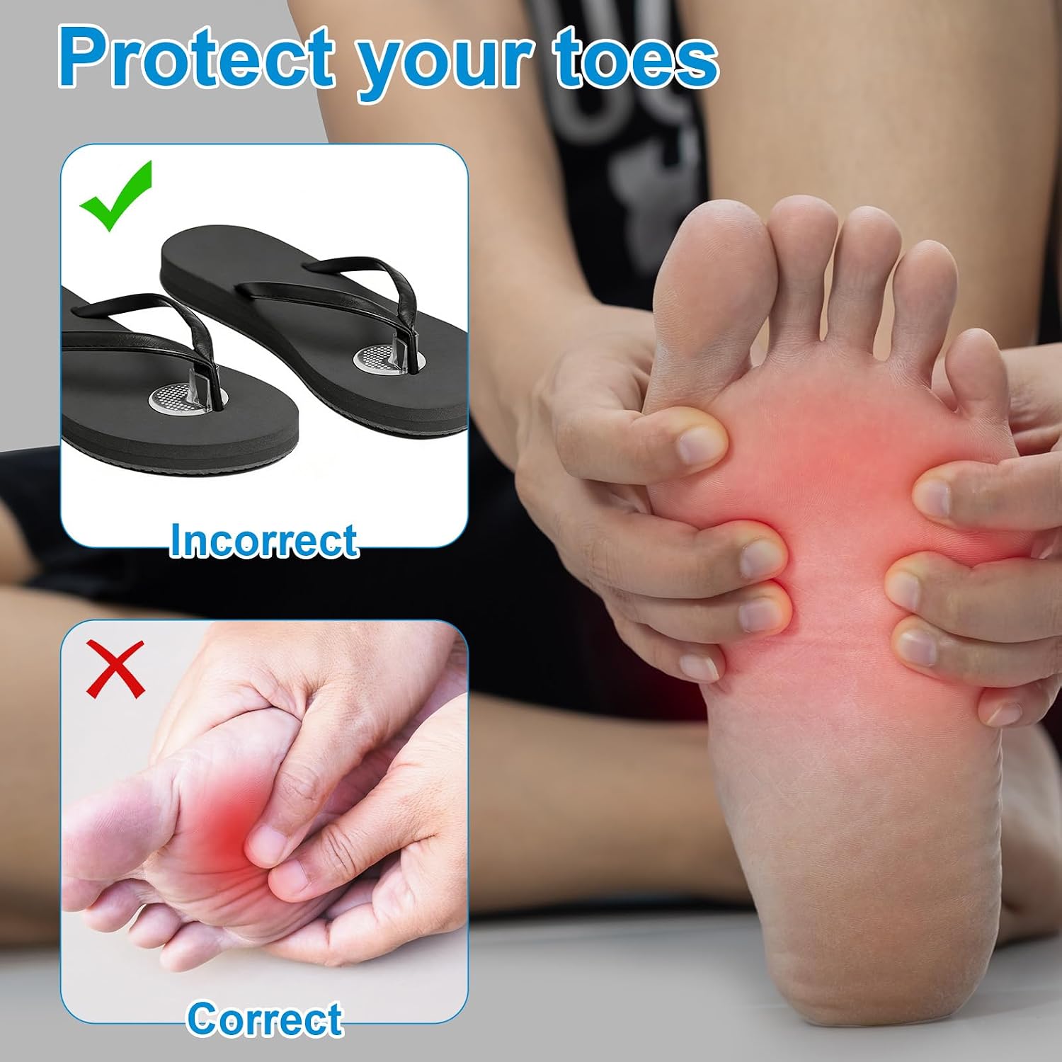 6 Pairs Silicone Thong Sandal Toe Protectors, 3 Styles Flip Flop Between Toe Guards Non-Slip Self Adhesive Gel Pads for Heels Sandal Shoe Cushion Inserts for Women Men