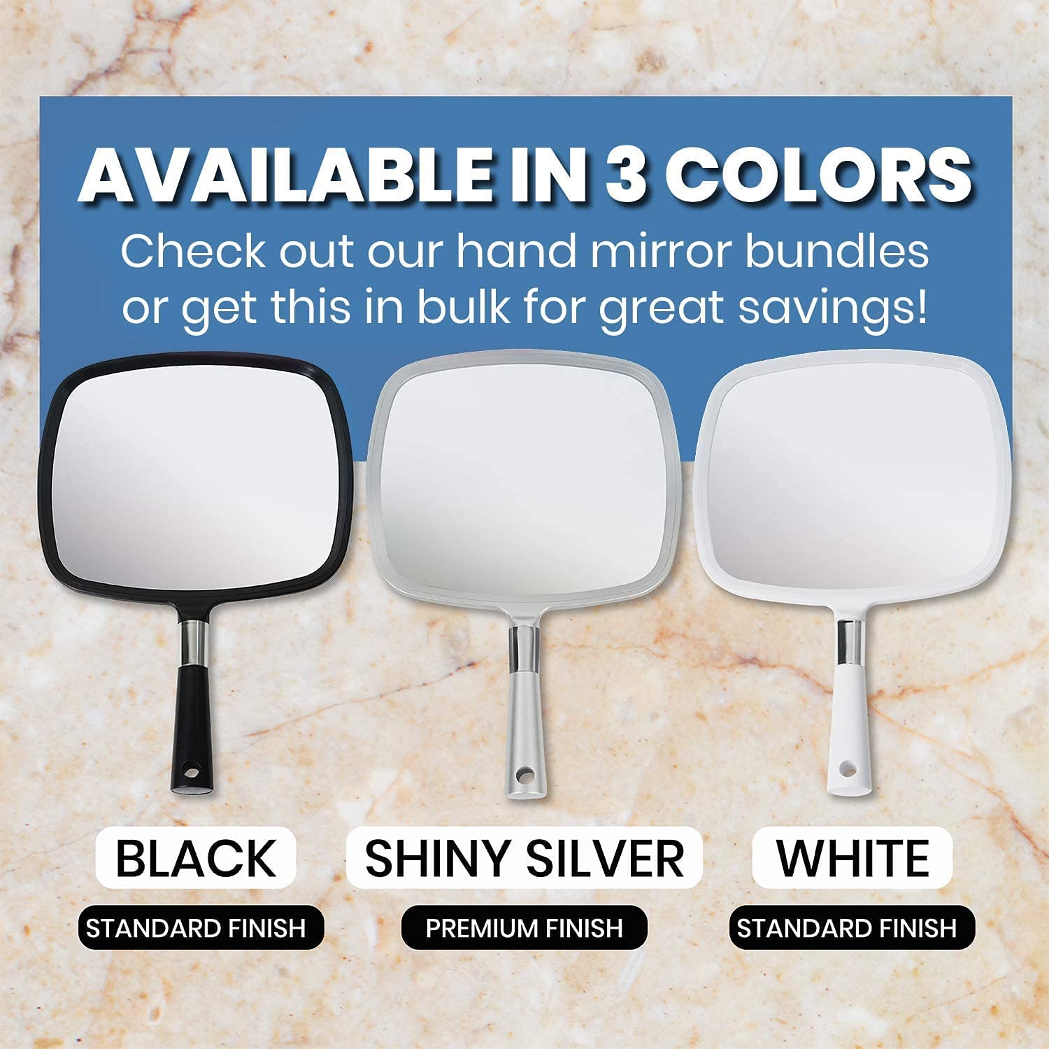 MIRRORVANA Handheld Mirror with Comfortable Handle
