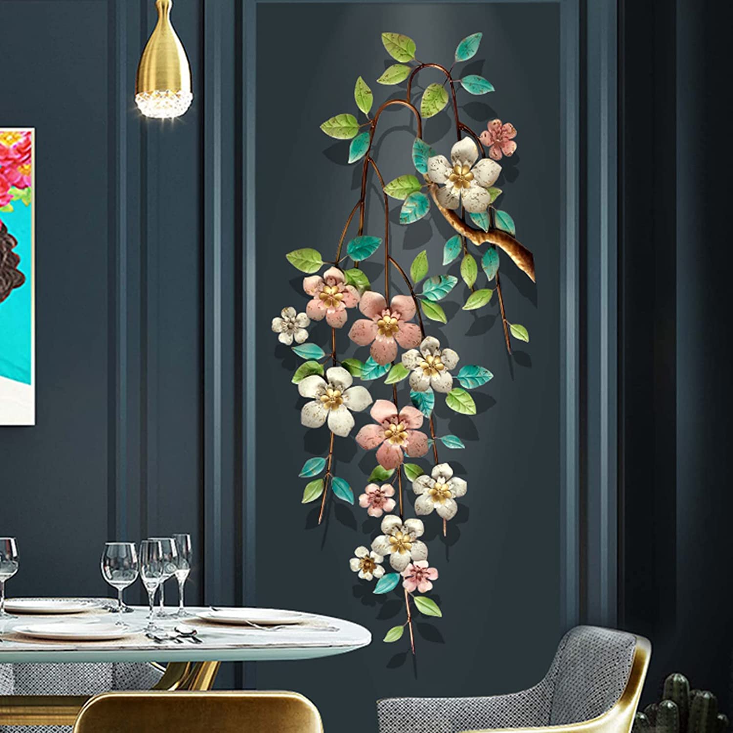 Everydecor Fiori di metallo succulenti da parete – viola dipinti a