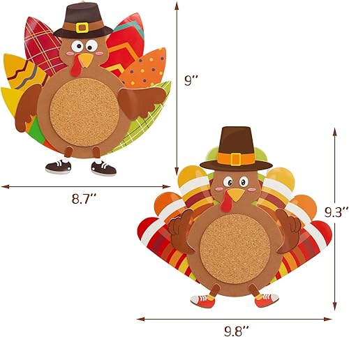 Miniatura 4 de Fancy Land Juego de 6 posavasos de pavo para manualidades de Acción de Gracias para niños, suministros de fiesta