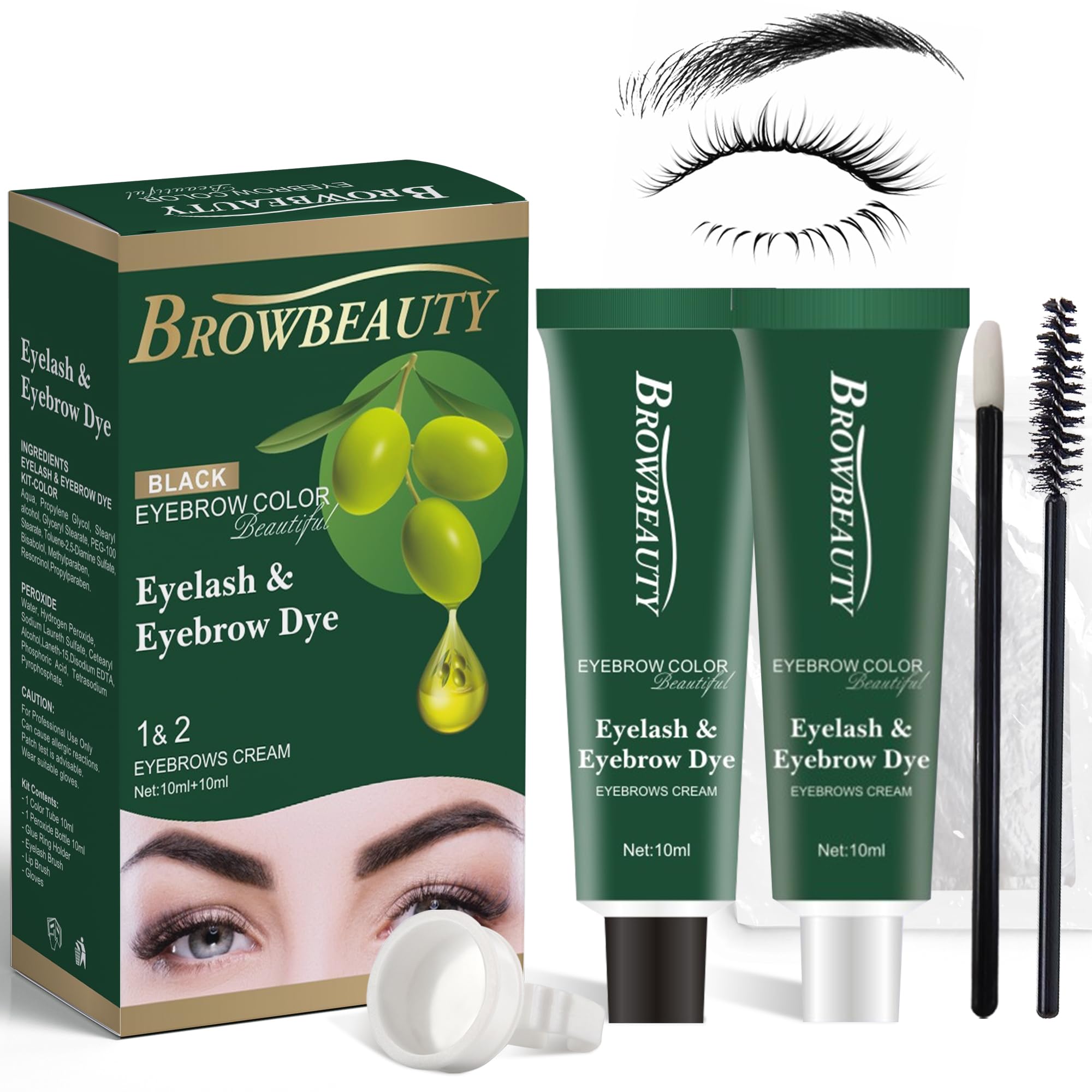 Lash & Brow Color Kit with Olive Oil – Safe, Long-Lasting Coloring for Natural Fuller Brows & Lashes, Gentle on Skin, Easy DIY Salon-Quality Results