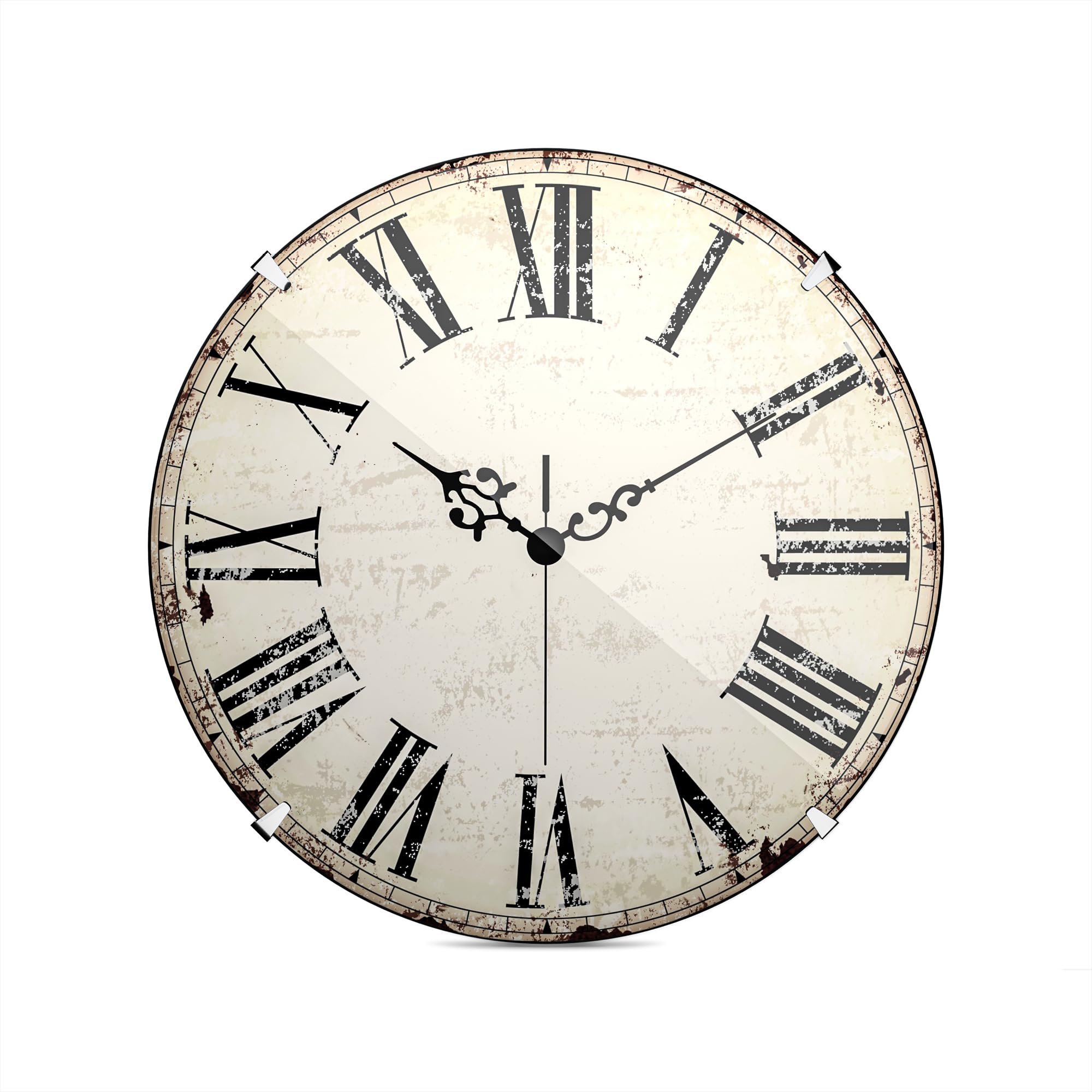 Horloge murale vintage 35cm pendule salon silencieuse chiffres romains mouvement quartz