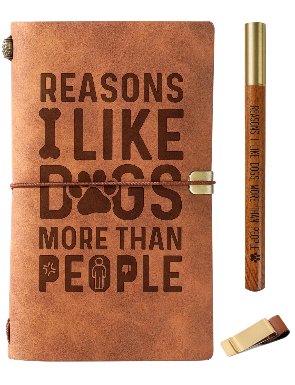 InnoBeta Dog Dad Gifts for Men, Dog Lover Leather Journal Notebook with Pen 7.87 x 4.7 Cover, 4 x 7.5 Pages (Inches), Funny Gifts for Dog Dad in