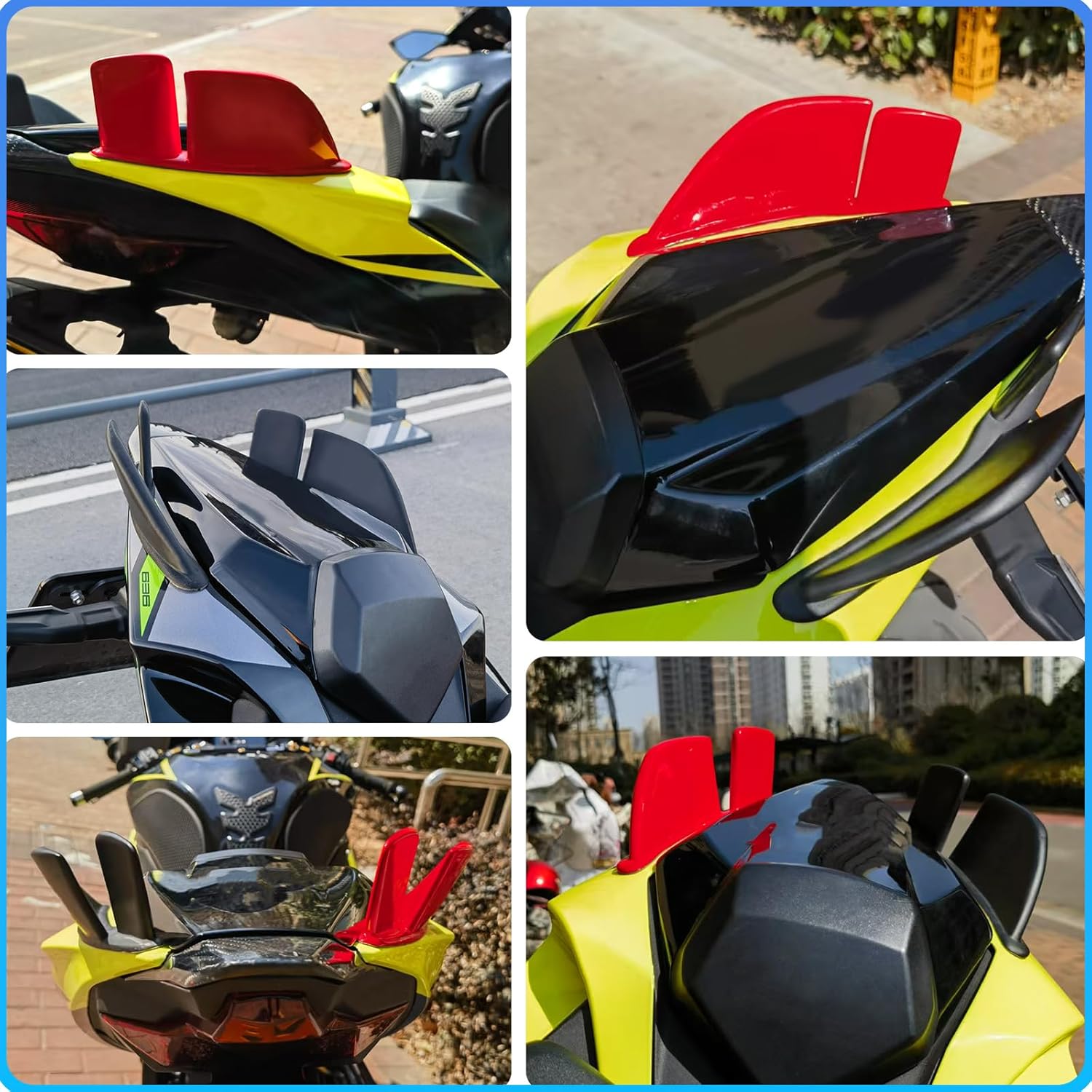 Motorcycle Tail Seat Cowl Air Deflector Dams Spoiler Styling Wing for Ninja ZX-6R 636 2019-2025 Rear Seat Cover Wind Fins (Classic Black-Glossy)