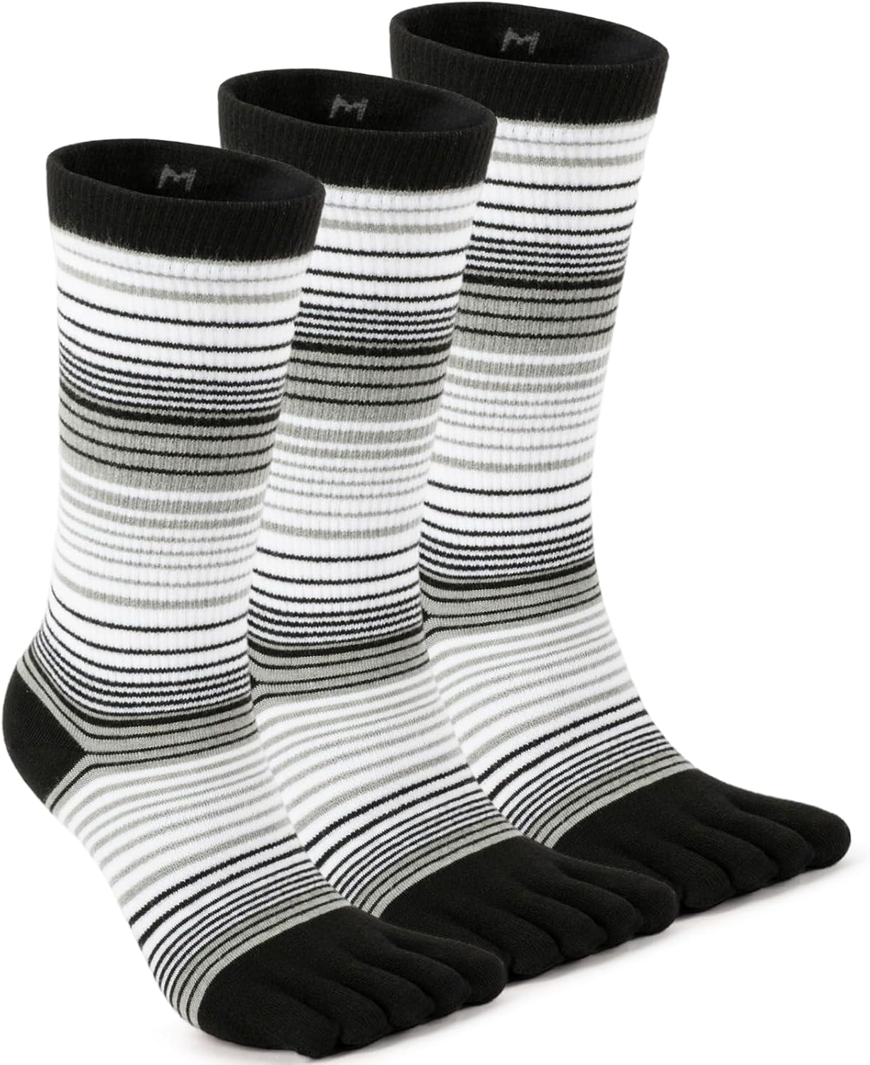 Toe Socks Men Women Athletic Running Coolmax Five Finger Crew Socks Comfortable Breathable Lightweight 3-Pairs